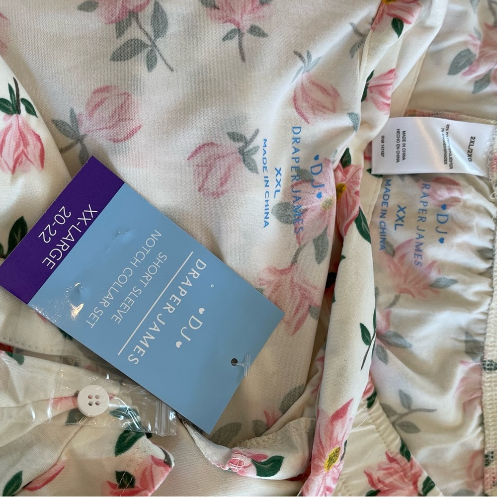 Draper James Cream Floral Pajama Set with Pink and Green Print - Picture 7 of 12
